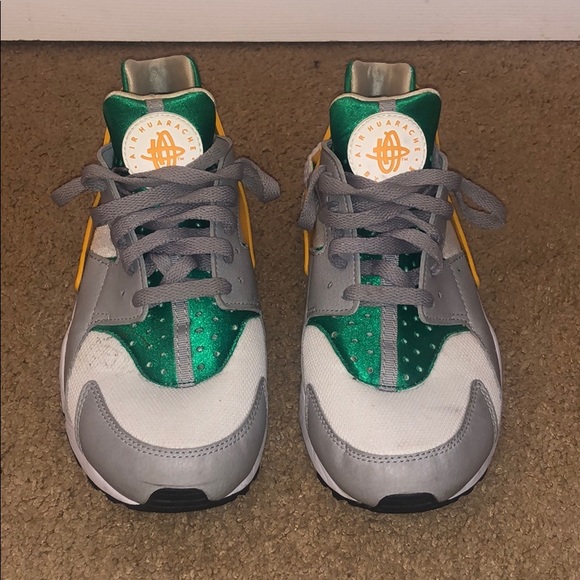 nike huarache green and yellow